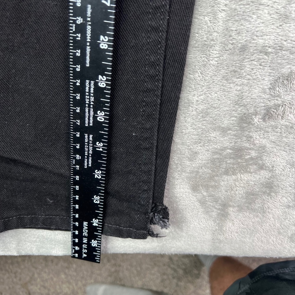 Lee High Rise Straight Leg Jeans Womens 12 Long Black Solid Denim Made in USA - Picture 9 of 15